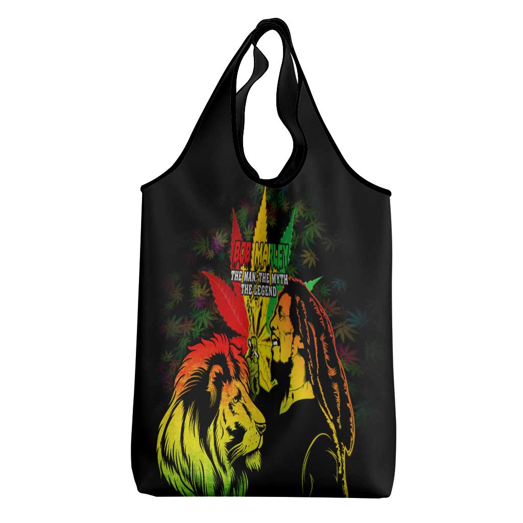 Jamaica Legend Bob Grocery Bag Lion With Cannabis Leaf Pattern - Wonder Print Shop