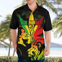 Jamaica Legend Bob Hawaiian Shirt Lion With Cannabis Leaf Pattern LT14