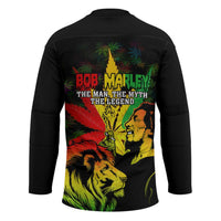 Jamaica Legend Bob Hockey Jersey Lion With Cannabis Leaf Pattern - Wonder Print Shop