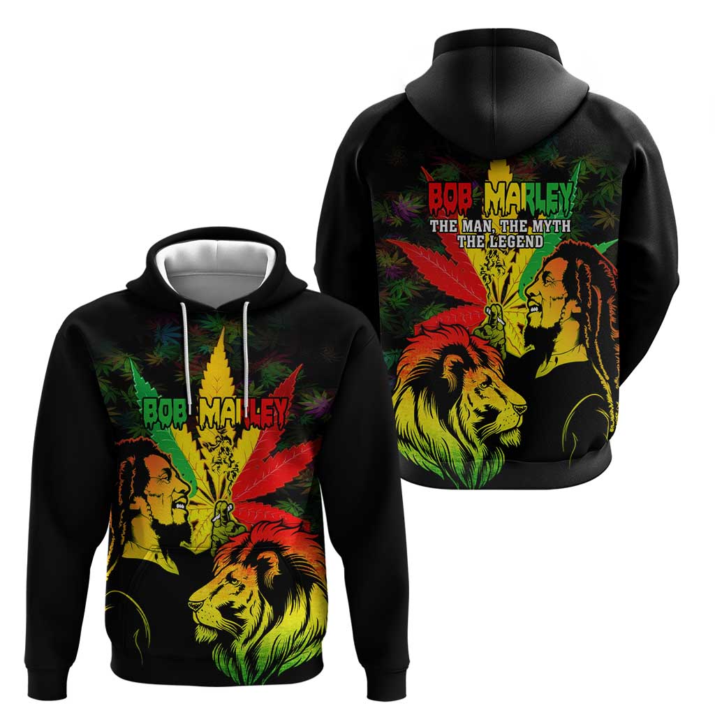 Jamaica Legend Bob Hoodie Lion With Cannabis Leaf Pattern LT14