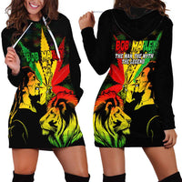 Jamaica Legend Bob Hoodie Dress Lion With Cannabis Leaf Pattern LT14