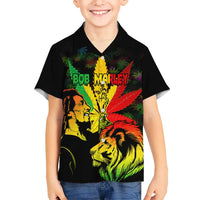 Jamaica Legend Bob Kid Hawaiian Shirt Lion With Cannabis Leaf Pattern LT14