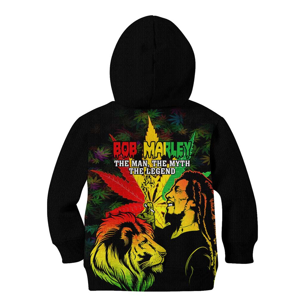 Jamaica Legend Bob Kid Hoodie Lion With Cannabis Leaf Pattern LT14