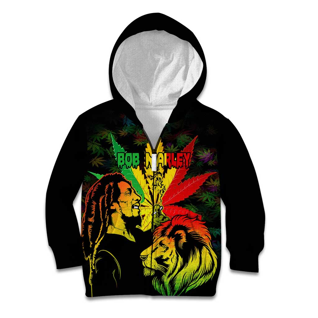 Jamaica Legend Bob Kid Hoodie Lion With Cannabis Leaf Pattern LT14