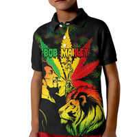 Jamaica Legend Bob Kid Polo Shirt Lion With Cannabis Leaf Pattern LT14
