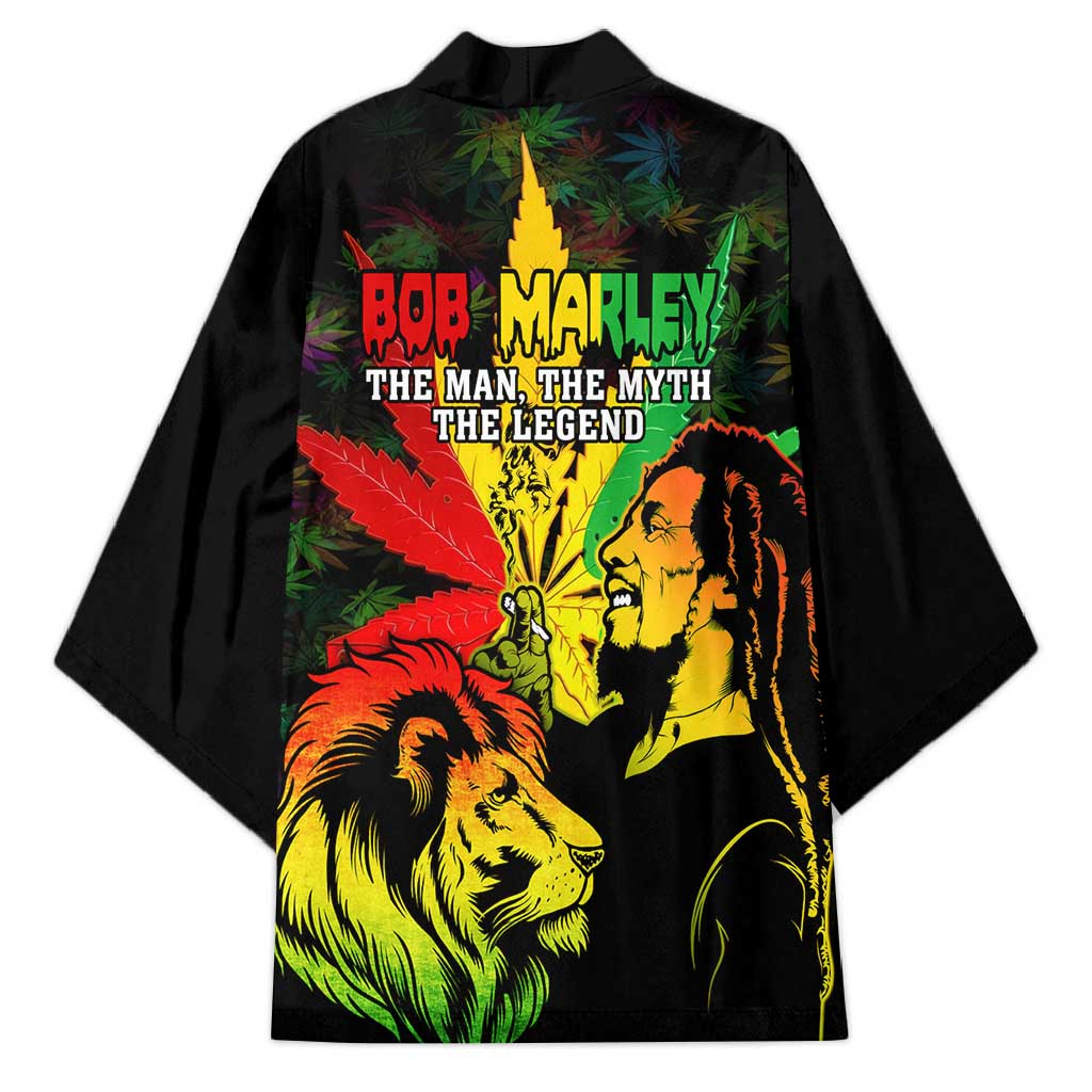 Jamaica Legend Bob Kimono Lion With Cannabis Leaf Pattern - Wonder Print Shop