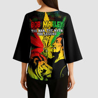 Jamaica Legend Bob Kimono Sleeve Blouse Lion With Cannabis Leaf Pattern - Wonder Print Shop
