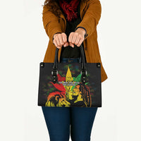 Jamaica Legend Bob Leather Bag Lion With Cannabis Leaf Pattern - Wonder Print Shop