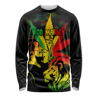 Jamaica Legend Bob Long Sleeve Shirt Lion With Cannabis Leaf Pattern LT14