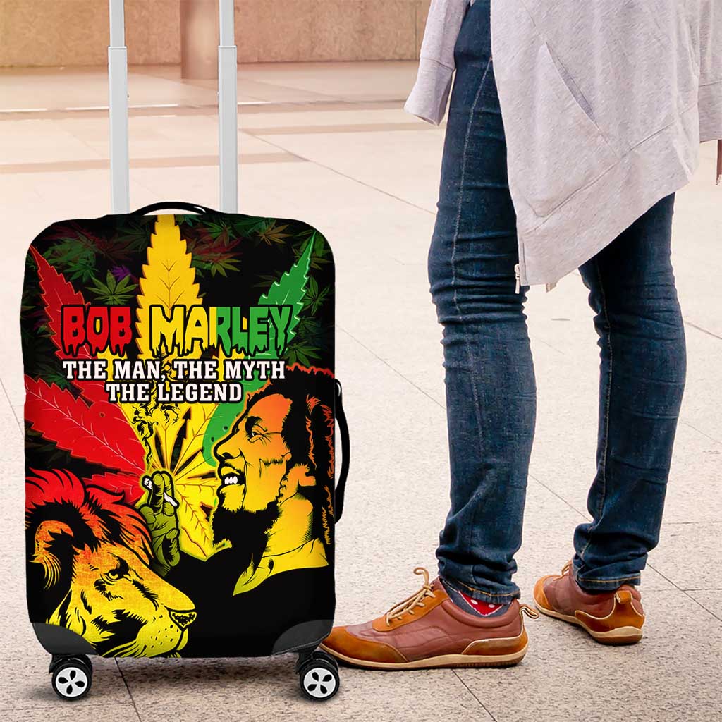 Jamaica Legend Bob Luggage Cover Lion With Cannabis Leaf Pattern - Wonder Print Shop
