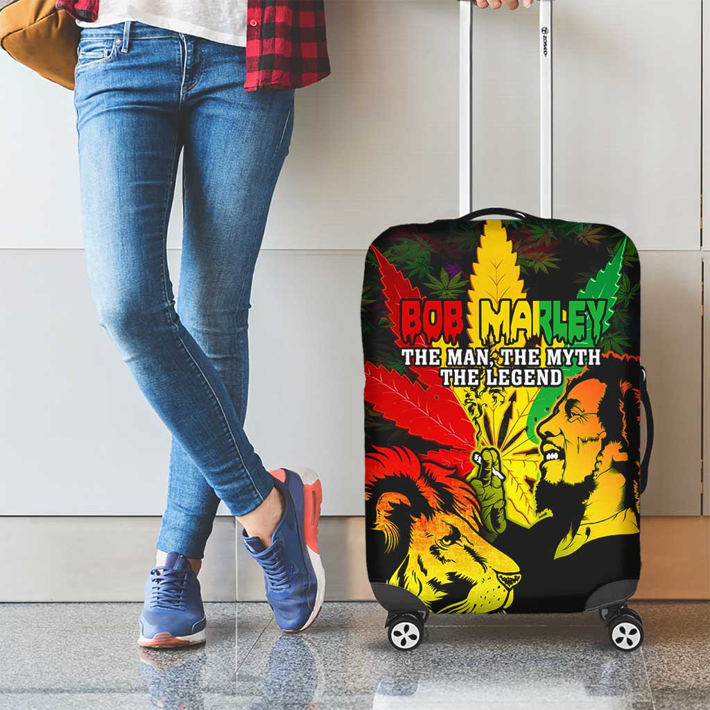 Jamaica Legend Bob Luggage Cover Lion With Cannabis Leaf Pattern - Wonder Print Shop