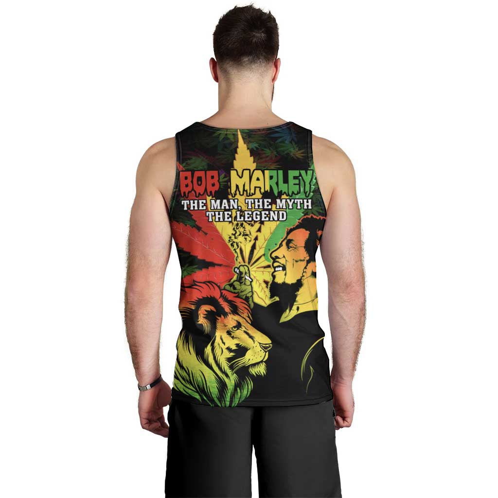 Jamaica Legend Bob Men Tank Top Lion With Cannabis Leaf Pattern LT14