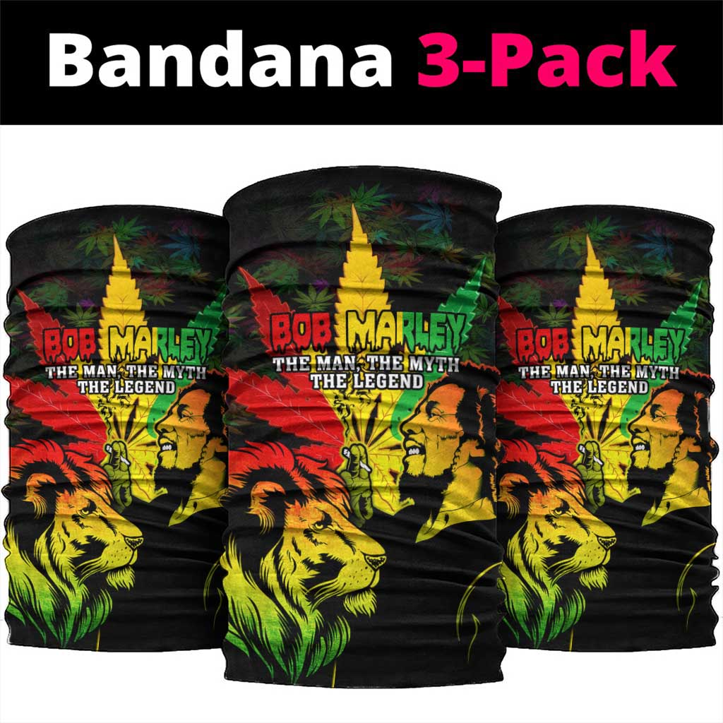 Jamaica Legend Bob Neck Gaiter Lion With Cannabis Leaf Pattern - Wonder Print Shop