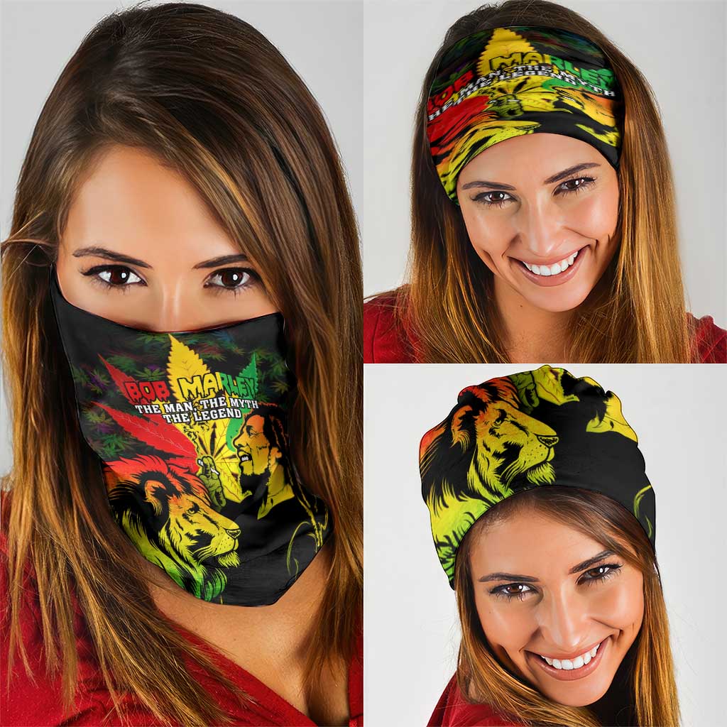 Jamaica Legend Bob Neck Gaiter Lion With Cannabis Leaf Pattern - Wonder Print Shop