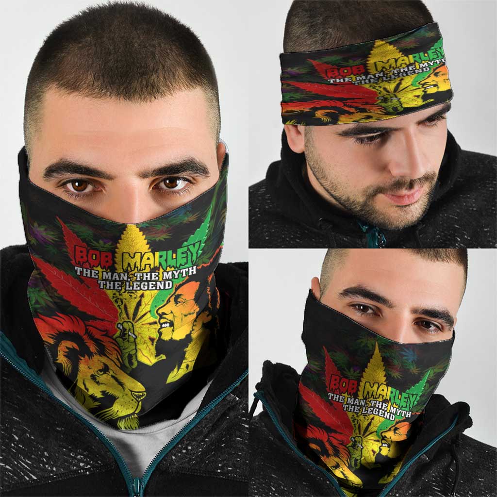 Jamaica Legend Bob Neck Gaiter Lion With Cannabis Leaf Pattern - Wonder Print Shop