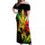 Jamaica Legend Bob Off Shoulder Maxi Dress Lion With Cannabis Leaf Pattern - Wonder Print Shop