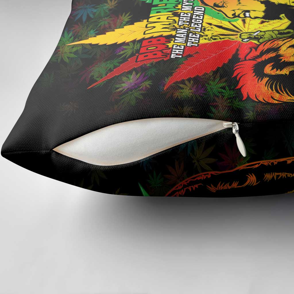Jamaica Legend Bob Pillow Cover Lion With Cannabis Leaf Pattern - Wonder Print Shop