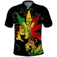 Jamaica Legend Bob Polo Shirt Lion With Cannabis Leaf Pattern LT14