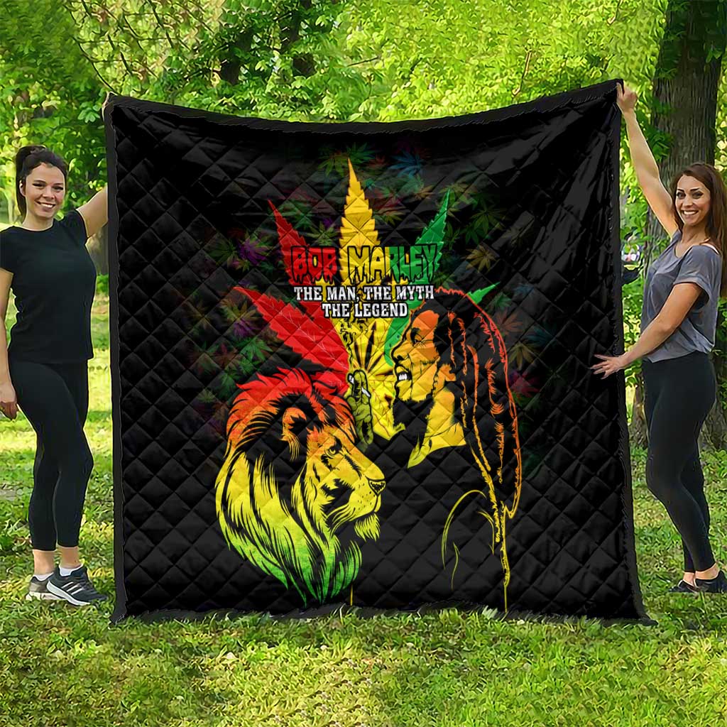 Jamaica Legend Bob Quilt Lion With Cannabis Leaf Pattern - Wonder Print Shop