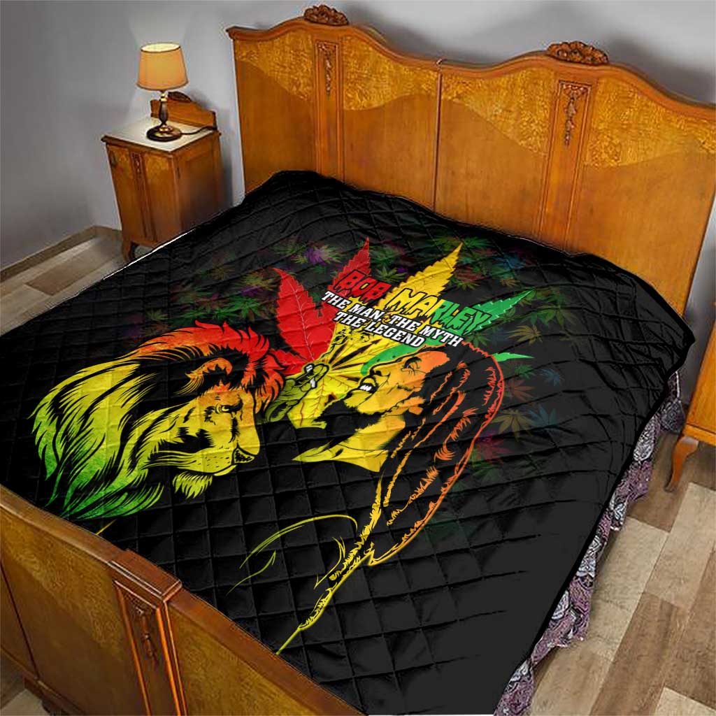 Jamaica Legend Bob Quilt Lion With Cannabis Leaf Pattern - Wonder Print Shop
