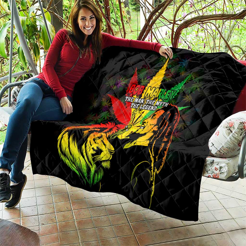 Jamaica Legend Bob Quilt Lion With Cannabis Leaf Pattern - Wonder Print Shop