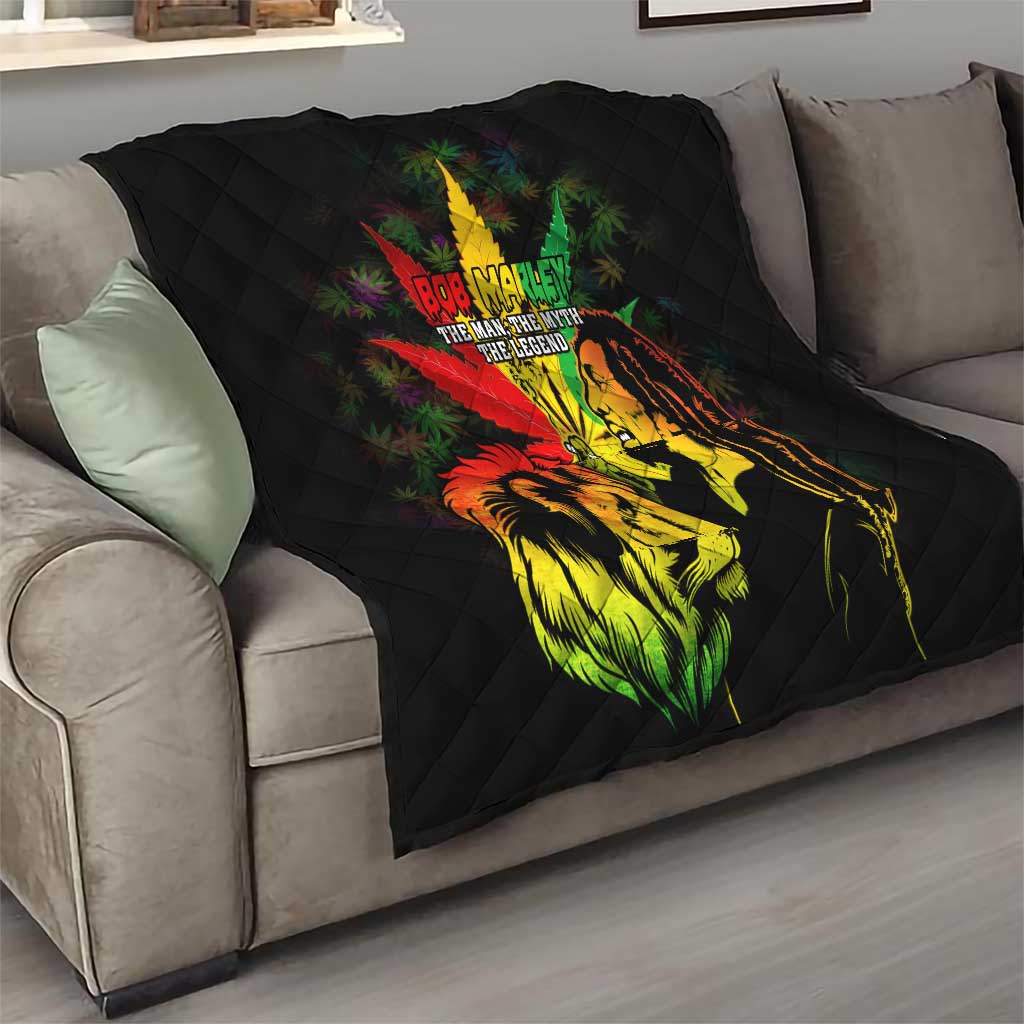 Jamaica Legend Bob Quilt Lion With Cannabis Leaf Pattern - Wonder Print Shop