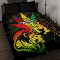 Jamaica Legend Bob Quilt Bed Set Lion With Cannabis Leaf Pattern - Wonder Print Shop
