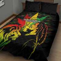 Jamaica Legend Bob Quilt Bed Set Lion With Cannabis Leaf Pattern - Wonder Print Shop
