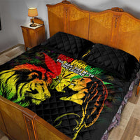Jamaica Legend Bob Quilt Bed Set Lion With Cannabis Leaf Pattern - Wonder Print Shop