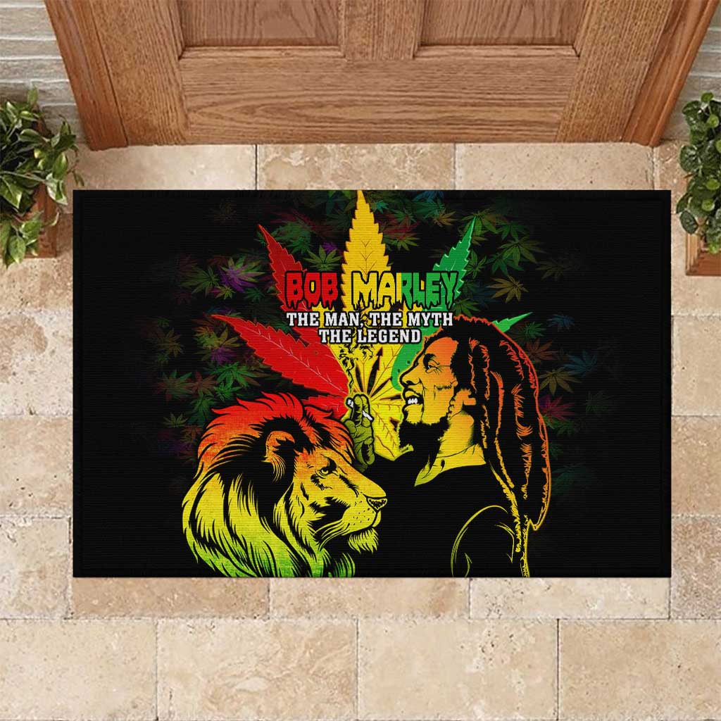 Jamaica Legend Bob Rubber Doormat Lion With Cannabis Leaf Pattern - Wonder Print Shop