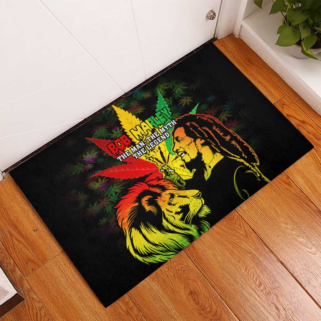 Jamaica Legend Bob Rubber Doormat Lion With Cannabis Leaf Pattern - Wonder Print Shop