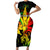 Jamaica Legend Bob Short Sleeve Bodycon Dress Lion With Cannabis Leaf Pattern - Wonder Print Shop