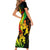Jamaica Legend Bob Short Sleeve Bodycon Dress Lion With Cannabis Leaf Pattern - Wonder Print Shop