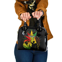 Jamaica Legend Bob Shoulder Handbag Lion With Cannabis Leaf Pattern - Wonder Print Shop