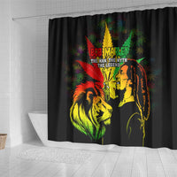 Jamaica Legend Bob Shower Curtain Lion With Cannabis Leaf Pattern - Wonder Print Shop