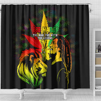 Jamaica Legend Bob Shower Curtain Lion With Cannabis Leaf Pattern - Wonder Print Shop