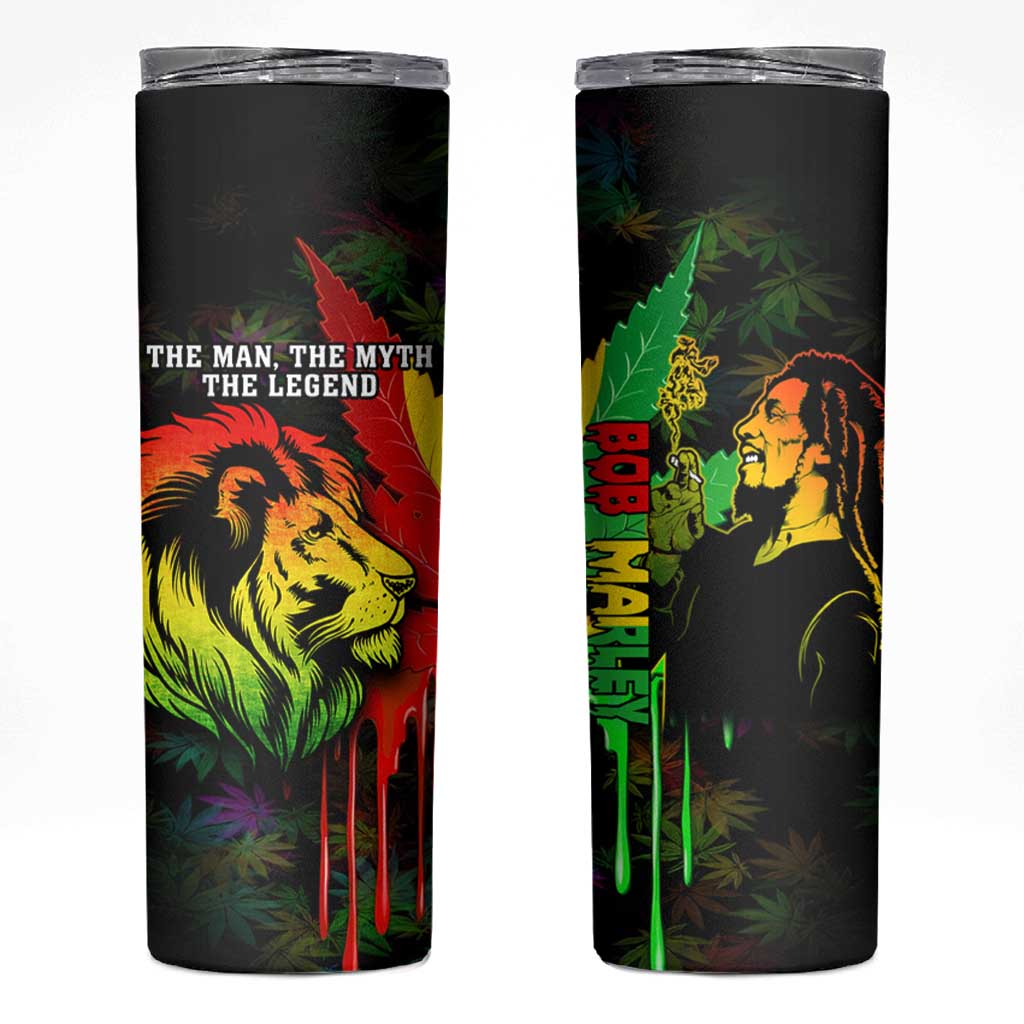 Jamaica Legend Bob Skinny Tumbler Lion With Cannabis Leaf Pattern - Wonder Print Shop
