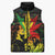 Jamaica Legend Bob Sleeveless Puffer Jacket Lion With Cannabis Leaf Pattern - Wonder Print Shop