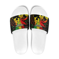 Jamaica Legend Bob Slide Sandals Lion With Cannabis Leaf Pattern - Wonder Print Shop