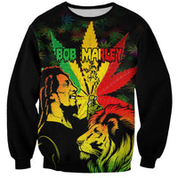 Jamaica Legend Bob Sweatshirt Lion With Cannabis Leaf Pattern LT14