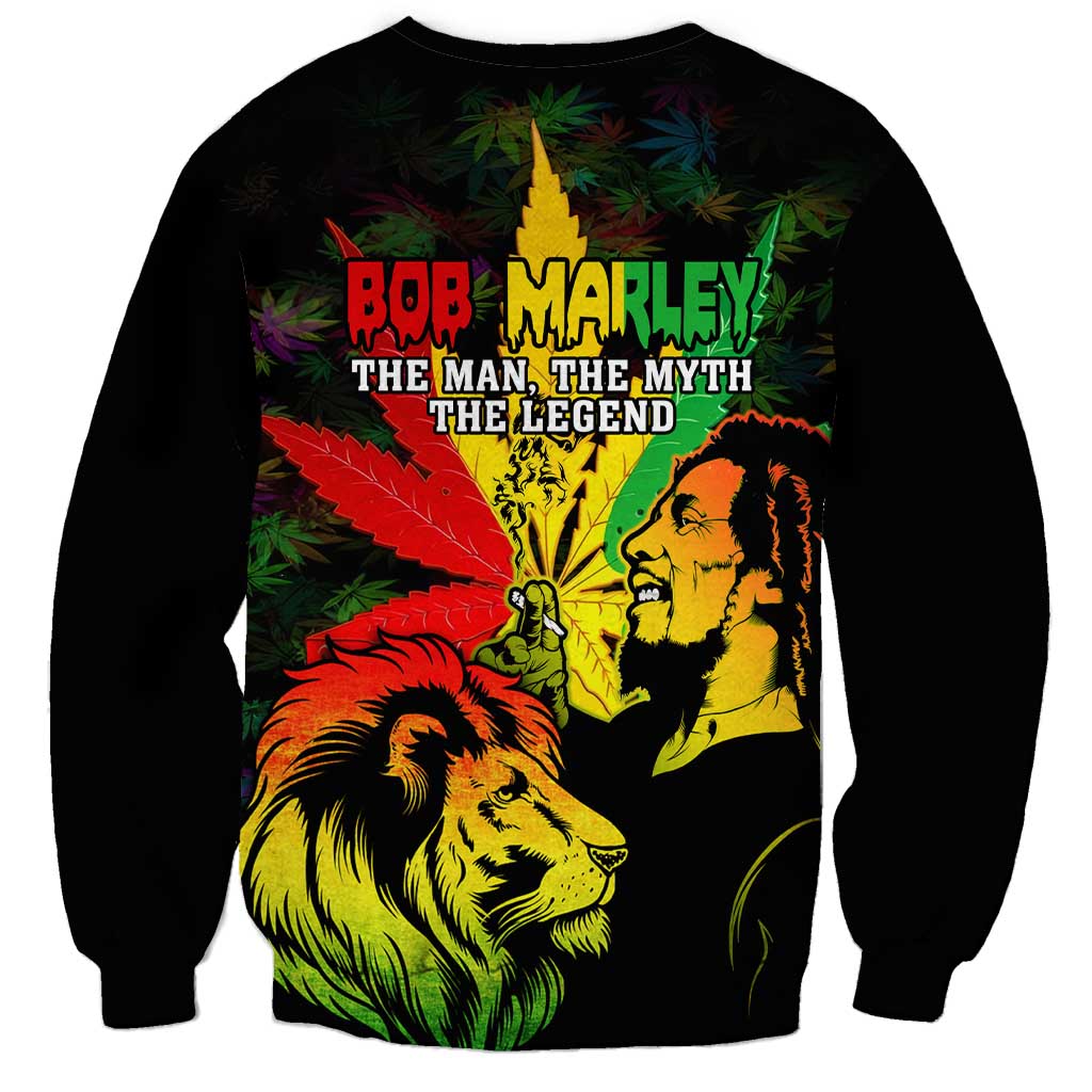 Jamaica Legend Bob Sweatshirt Lion With Cannabis Leaf Pattern LT14