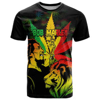 Jamaica Legend Bob T Shirt Lion With Cannabis Leaf Pattern LT14