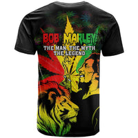 Jamaica Legend Bob T Shirt Lion With Cannabis Leaf Pattern LT14