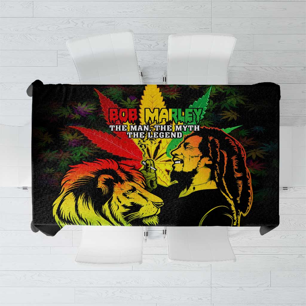 Jamaica Legend Bob Tablecloth Lion With Cannabis Leaf Pattern - Wonder Print Shop