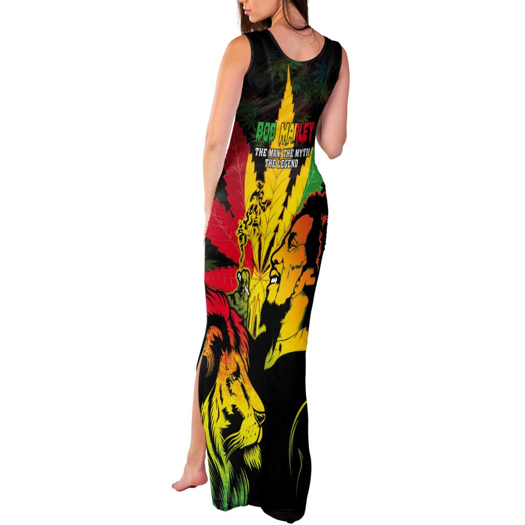Jamaica Legend Bob Tank Maxi Dress Lion With Cannabis Leaf Pattern LT14