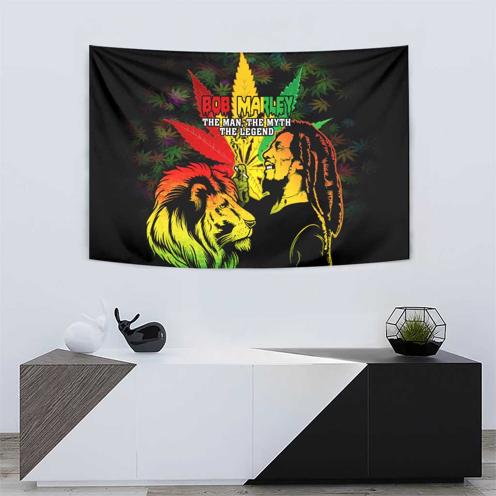 Jamaica Legend Bob Tapestry Lion With Cannabis Leaf Pattern - Wonder Print Shop