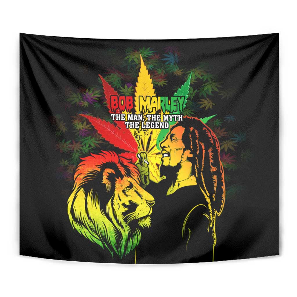 Jamaica Legend Bob Tapestry Lion With Cannabis Leaf Pattern - Wonder Print Shop