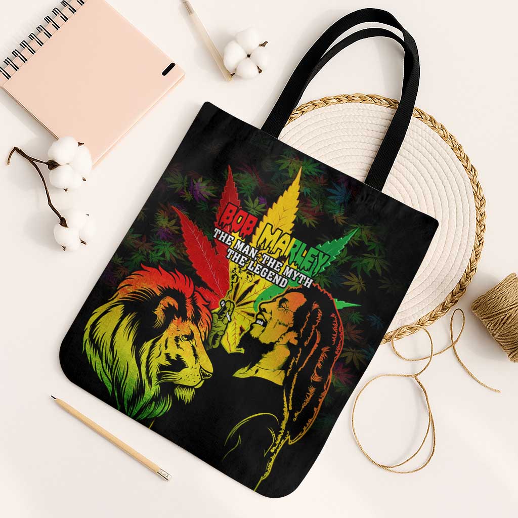 Jamaica Legend Bob Tote Bag Lion With Cannabis Leaf Pattern - Wonder Print Shop