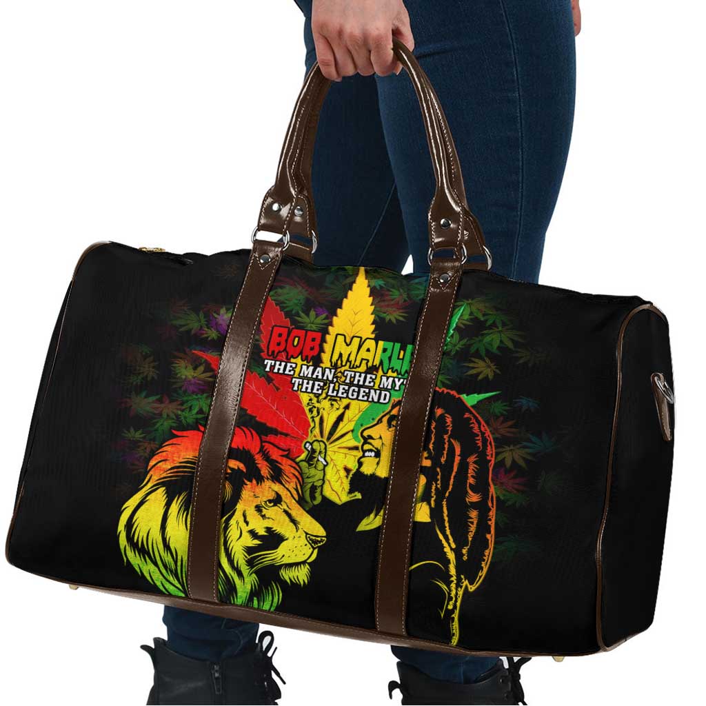 Jamaica Legend Bob Travel Bag Lion With Cannabis Leaf Pattern - Wonder Print Shop