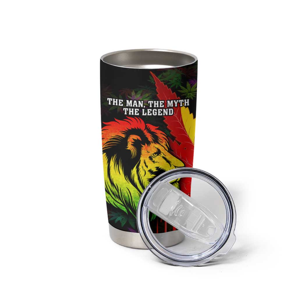 Jamaica Legend Bob Tumbler Cup Lion With Cannabis Leaf Pattern - Wonder Print Shop